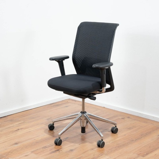 [Vitra "ID Mesh Diamond" Bürodrehstuhl - Netzrücken schwarz - Sitzpolster Stoff schwarz - 5-Fuß Gestell Chrom ] Bürodrehstuhl